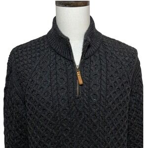 Aran Crafts Sweater Mens XXL Gray Wool 1/2 Zip Fisherman Cable Knit Pullover